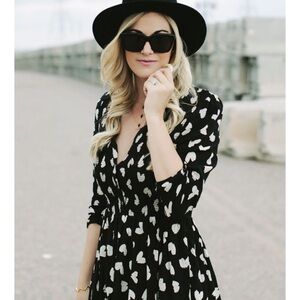 Anthropologie - Maeve - Banet black and white hearts longsleeve shirt dress